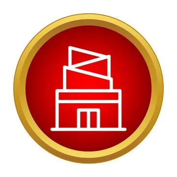 Modern building icon on red button Ilustración de archivo