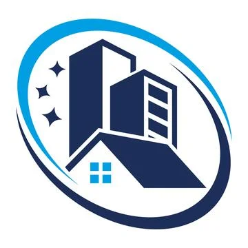 Modern Building Inside Circle Real Estate Logo Ilustração Stock