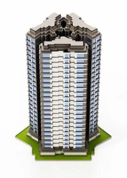 Modern building isolated on white background. 3D illustration Ilustración de archivo