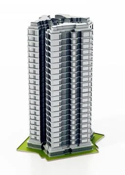 Modern building isolated on white background. 3D illustration Ilustración de archivo