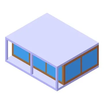 Modern building with large panoramic windows showing futuristic architecture Stock Illustration