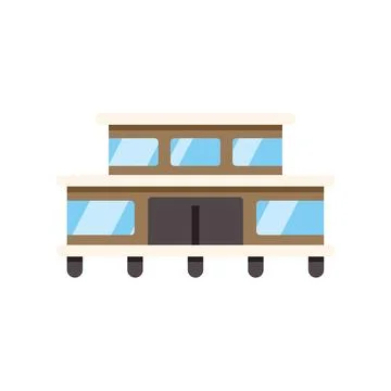 Modern building with large windows and elevated structure Stock Illustration