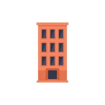 Modern building with large windows standing tall on white background Ilustração Stock