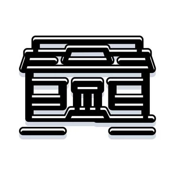 Modern building line art vector icon illustration Ilustração Stock