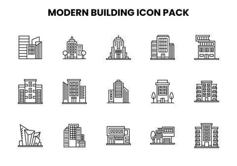 Modern Building Line Vector Icons Pack Stock Illustration