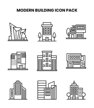 Modern Building Line Vector Icons Pack Stock Illustration
