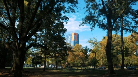 Modern Building With Park Stock Footage 96523253