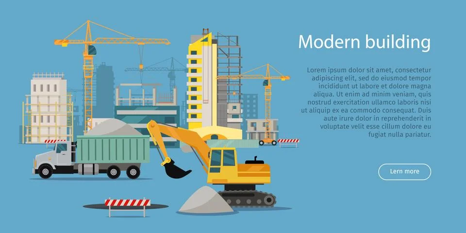 Modern Building Process Banner Vector Illustration Ilustración de archivo