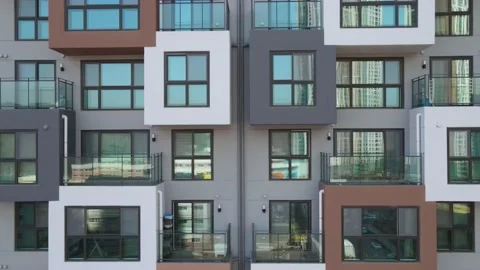 The modern building of residential complex close-up, urban geometry. Stock Footage 149020795