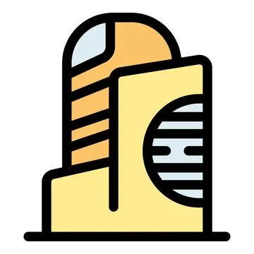 Modern building with round window and geometric shapes representing urban a.. Ilustración de archivo