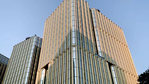 Modern building skyscraper Gold facade glass Stock Footage 314277474