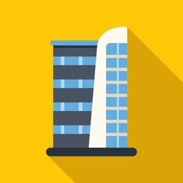 Modern building skyscraper icon with long shadow Ilustração Stock