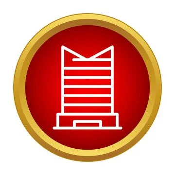 Modern building skyscraper icon on red circle Иллюстрация