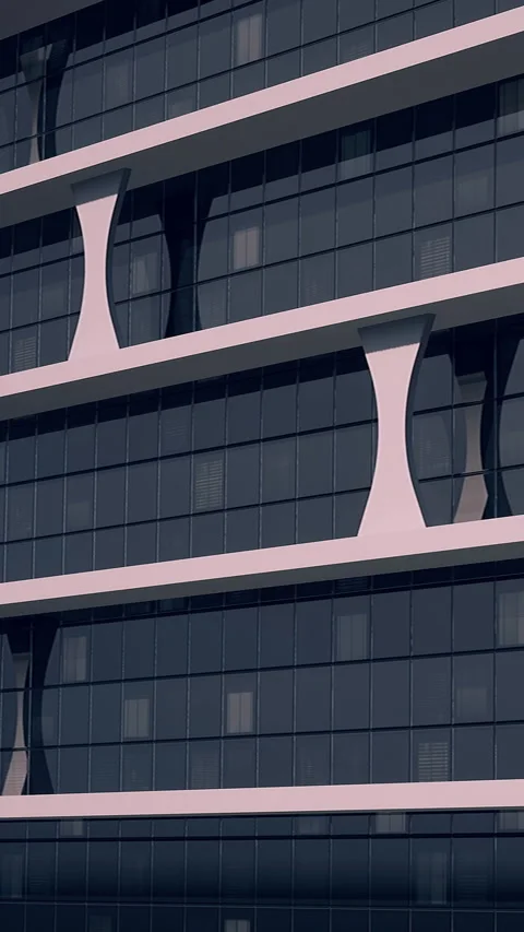 Modern building structure with unique design in urban setting at sunset Stock Footage 338351875