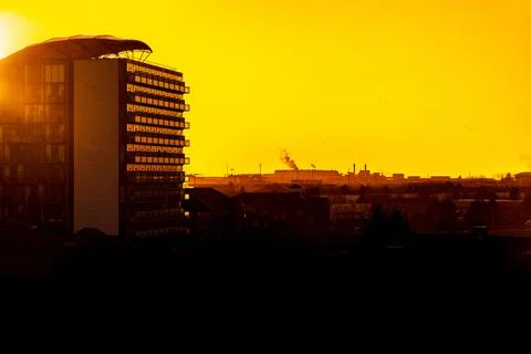 Modern Building Sunset Stock Photos