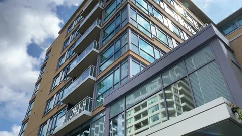Modern building tilt blue sky sunny day Stock Footage 141822015