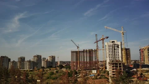 Modern building under construction with crane. Stock Footage 136598280
