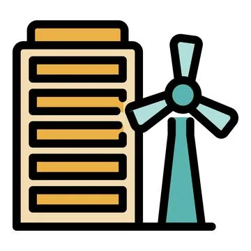 Modern building using wind power for energy consumption Ilustración de archivo