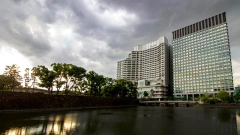 Modern building with water reflection Stock Photos