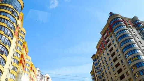 Modern buildings. Camera in motion. Slow motion. Stock Footage 80353062