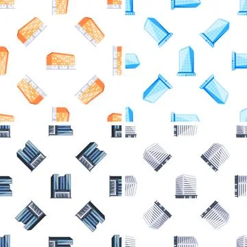 Modern buildings composing a seamless pattern, ideal for urban and architectural Stock Illustration