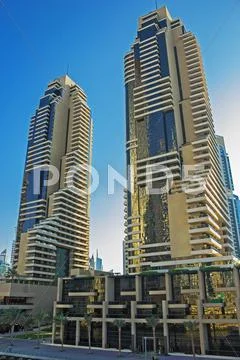 Modern buildings in Dubai Marina Stock Photos