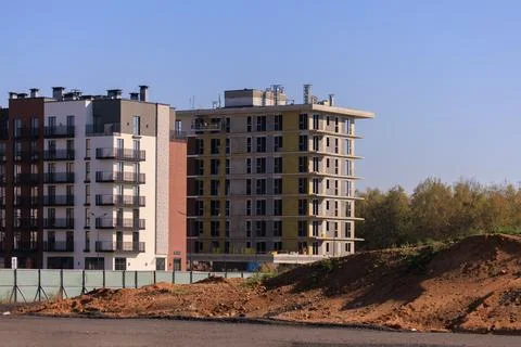 Modern buildings. Elements of architectural decorations of buildings Stock Photos