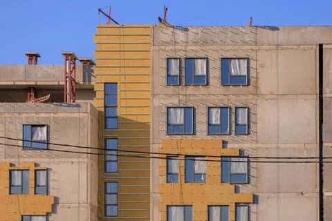 Modern buildings. Elements of architectural decorations of buildings Stock Photos