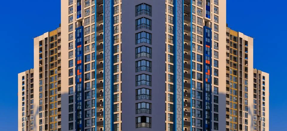 Modern buildings. Elements of architectural decorations of buildings Stock Photos