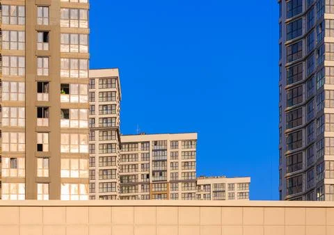 Modern buildings. Elements of architectural decorations of buildings Stock Photos