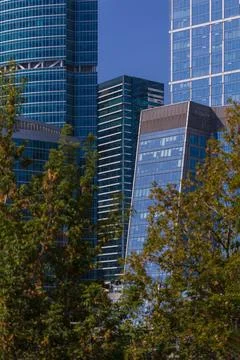 Modern buildings. Elements of architectural decorations of buildings Stock Photos