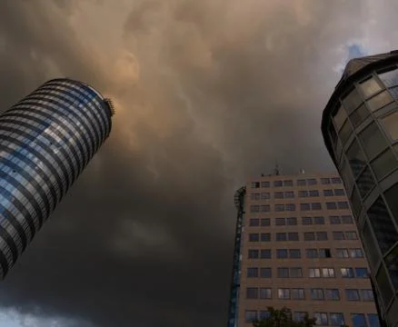 Modern buildings in jena thuringia with dramatic sky Stock Photos