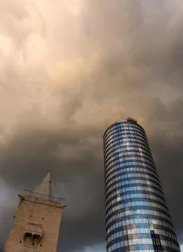 Modern buildings in jena thuringia with dramatic sky Stock Photos