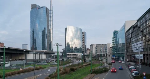 Modern buildings in Milan Stock Footage 99077162