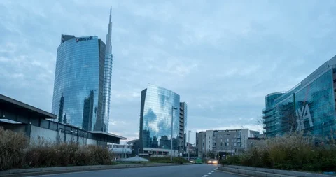 Modern buildings in Milan Stock Footage 99077446