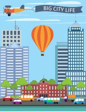 Modern buildings poster Ilustración de archivo