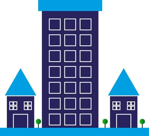 Modern buildings With Trees Vector Stock Illustration