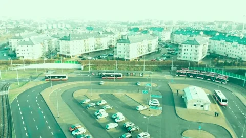 Modern bus station Stock Footage 145844415