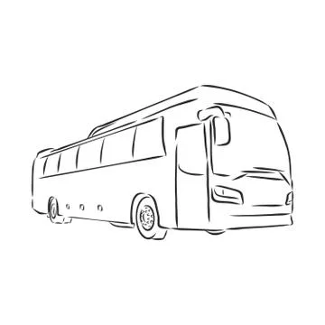 Modern bus symbol, outlined vector icon. bus vector sketch illustration Stock Illustration