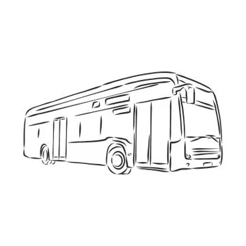 Modern bus symbol, outlined vector icon. bus vector sketch illustration Stock Illustration