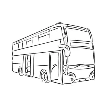 Modern bus symbol, outlined vector icon. bus vector sketch illustration Stock Illustration