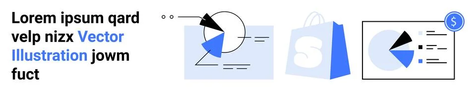 Modern Business Analytics and E-Commerce Vector Design for Web Pages Stock Illustration