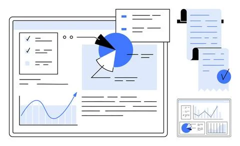 Modern Business Analytics Dashboard with Graphs and Reports イラスト素材