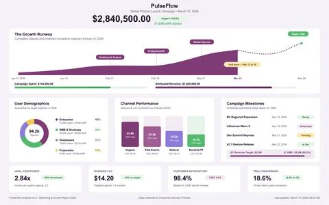 Modern Business Analytics Dashboard for Product Launch Performance Tracking 스톡 일러스트