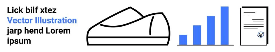 Modern Business and Data Visualization Elements Shoe Design, Bar Graph, Doc.. Stock Illustration