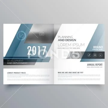 Modern Business Bifold Brochure Template With Abstract Shapes