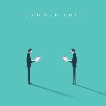 Modern business communication concept vector with two businessman working on Stock Illustration