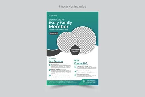Modern business flyer template with gradient design and circular placeholders Stock Illustration
