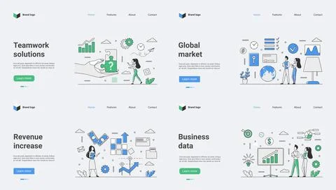 Modern Business Solutions Web Template featuring a detailed Vector Illustration 스톡 일러스트