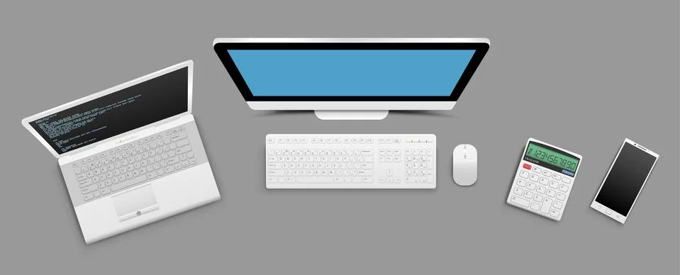 Modern business technology objects Stock Illustration